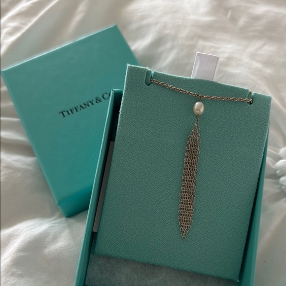 Tiffany & Co. Silver Necklace with Pearl Drop